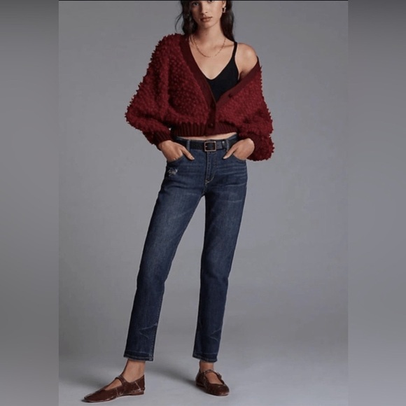 Pilcro HR The Heritage Boyfriend Dark Wash Distressed Cropped Ankle Jean Size 27 - Picture 1 of 12